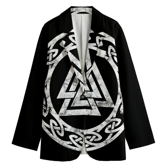 Viking Valhalla Symbol Print Women's Cotton Blazer