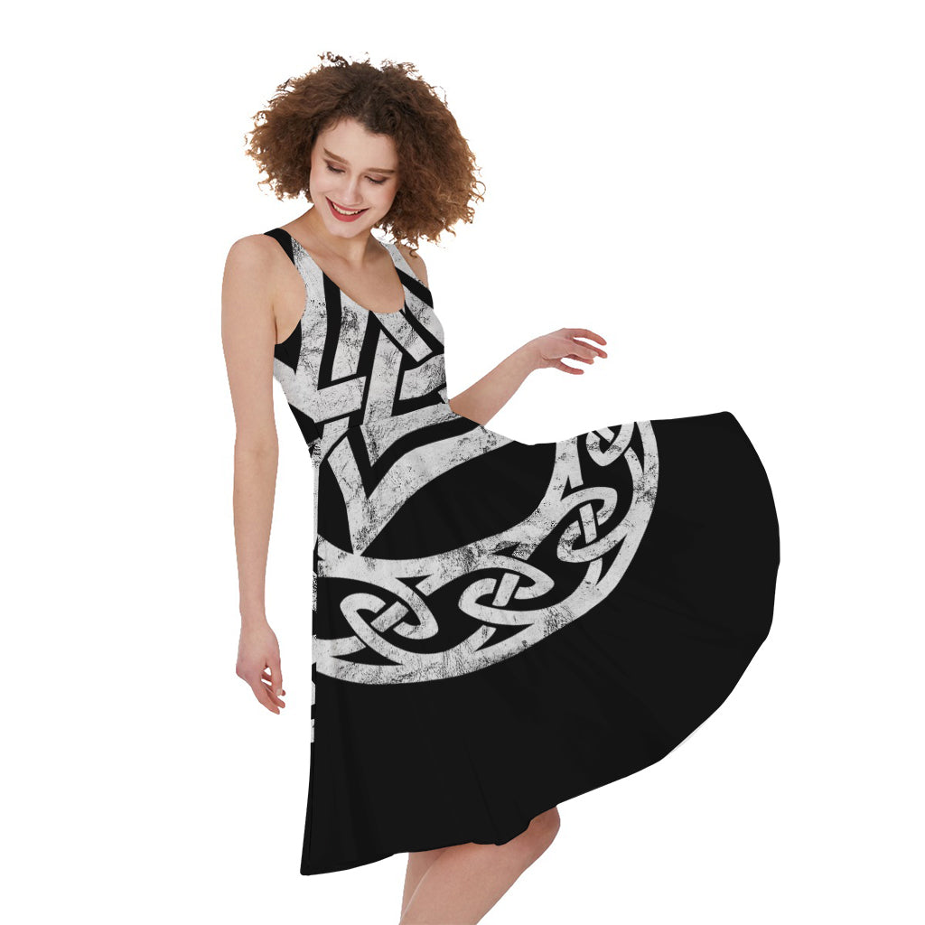 Viking Valhalla Symbol Print Women's Sleeveless Dress
