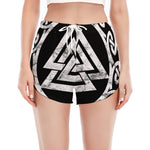 Viking Valhalla Symbol Print Women's Split Running Shorts