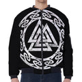 Viking Valhalla Symbol Print Zip Sleeve Bomber Jacket