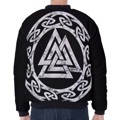 Viking Valhalla Symbol Print Zip Sleeve Bomber Jacket