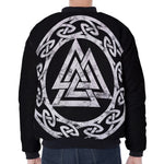 Viking Valhalla Symbol Print Zip Sleeve Bomber Jacket
