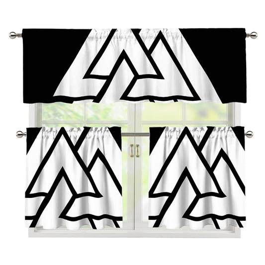 Viking Valknut Symbol Print 3 Piece Kitchen Curtains