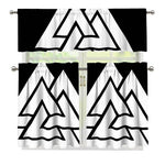 Viking Valknut Symbol Print 3 Piece Kitchen Curtains