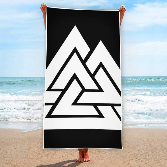 Viking Valknut Symbol Print Beach Towel