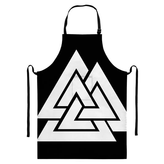 Viking Valknut Symbol Print Bib Apron With Pocket