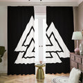 Viking Valknut Symbol Print Dimout Pencil Pleat Curtains