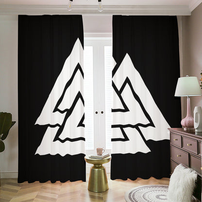 Viking Valknut Symbol Print Blackout Pencil Pleat Curtains
