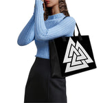 Viking Valknut Symbol Print Canvas Tote Bag