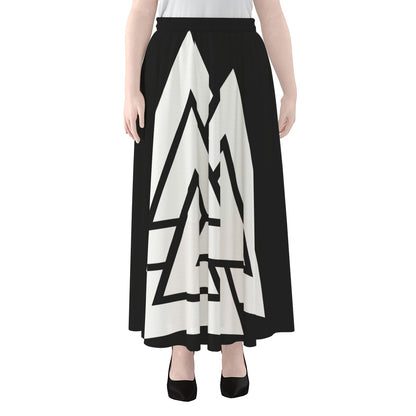 Viking Valknut Symbol Print Chiffon Maxi Skirt