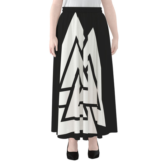 Viking Valknut Symbol Print Chiffon Maxi Skirt