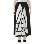 Viking Valknut Symbol Print Chiffon Maxi Skirt