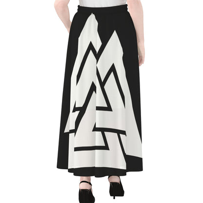 Viking Valknut Symbol Print Chiffon Maxi Skirt