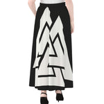 Viking Valknut Symbol Print Chiffon Maxi Skirt