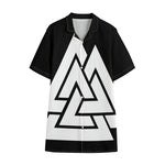 Viking Valknut Symbol Print Cotton Hawaiian Shirt