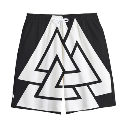 Viking Valknut Symbol Print Cotton Shorts