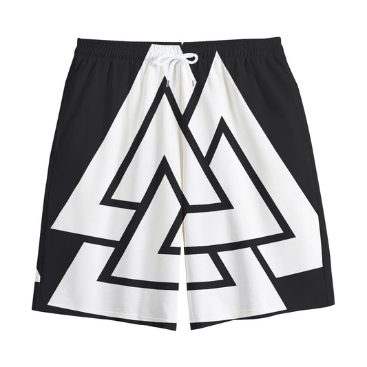 Viking Valknut Symbol Print Cotton Shorts