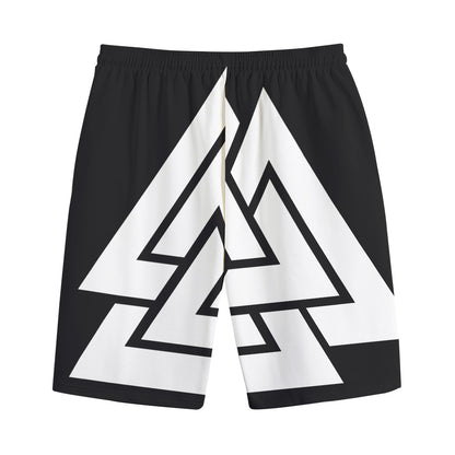 Viking Valknut Symbol Print Cotton Shorts