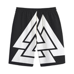 Viking Valknut Symbol Print Cotton Shorts