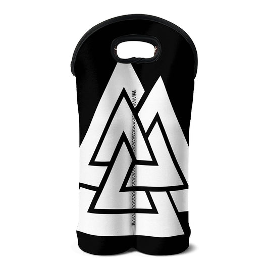 Viking Valknut Symbol Print Double Neoprene Wine Tote