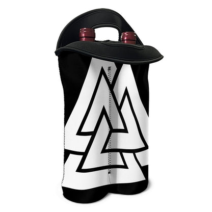 Viking Valknut Symbol Print Double Neoprene Wine Tote