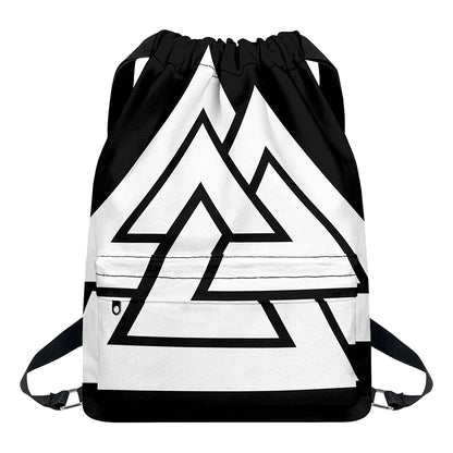 Viking Valknut Symbol Print Drawstring Backpack
