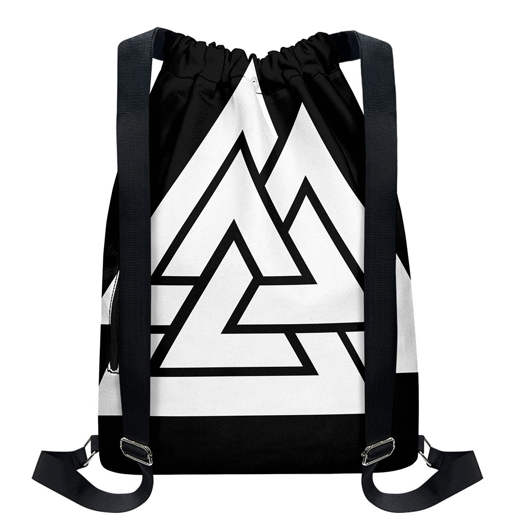 Viking Valknut Symbol Print Drawstring Backpack