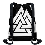 Viking Valknut Symbol Print Drawstring Backpack