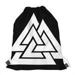 Viking Valknut Symbol Print Drawstring Bag
