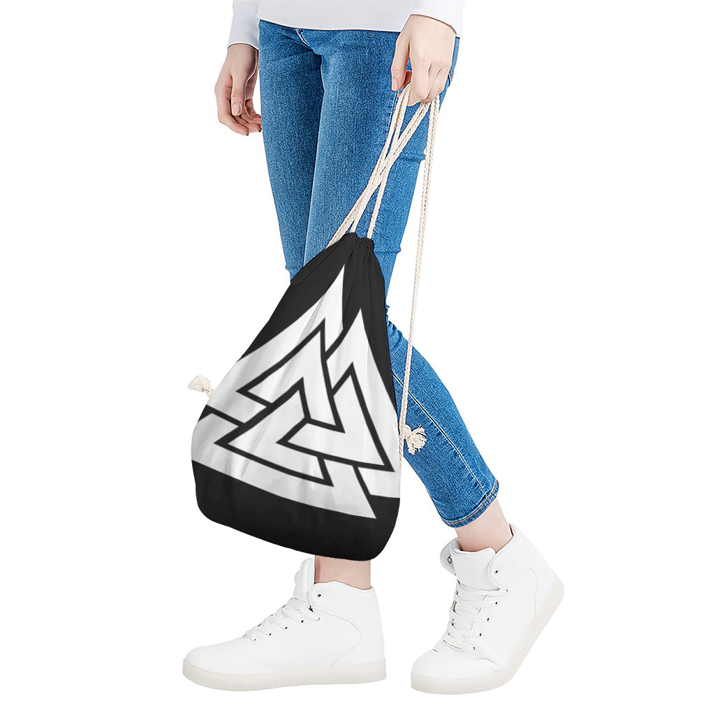 Viking Valknut Symbol Print Drawstring Bag