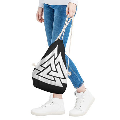 Viking Valknut Symbol Print Drawstring Bag