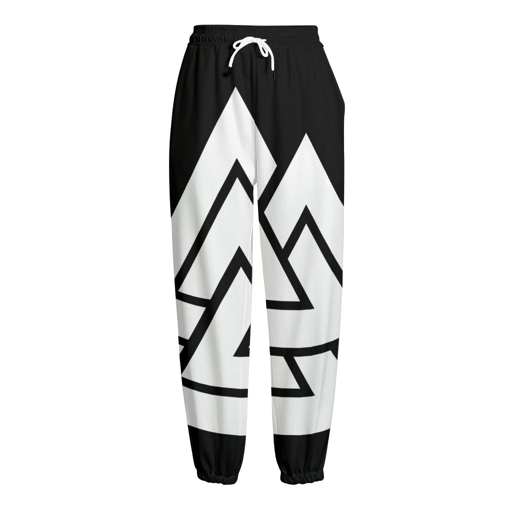 Viking Valknut Symbol Print Fleece Lined Knit Pants