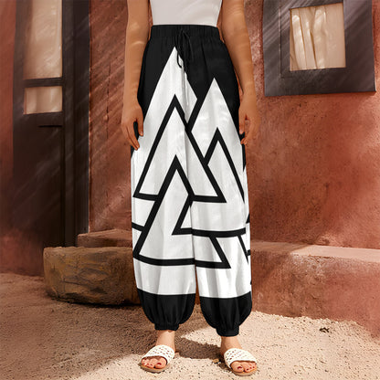 Viking Valknut Symbol Print Harem Pants