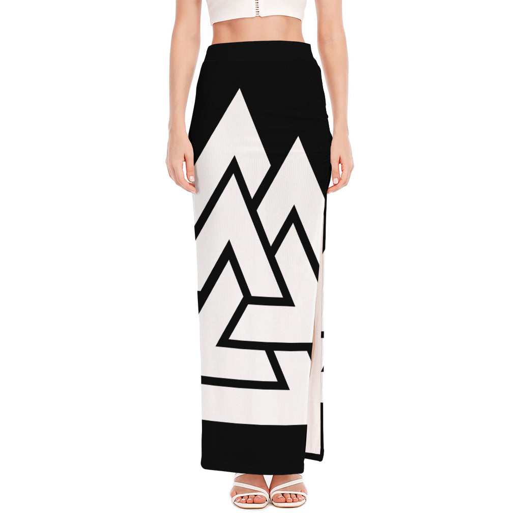 Viking Valknut Symbol Print High Slit Maxi Skirt