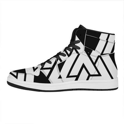 Viking Valknut Symbol Print High Top Leather Sneakers