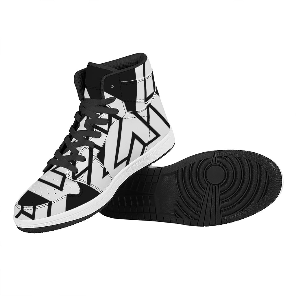 Viking Valknut Symbol Print High Top Leather Sneakers