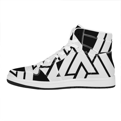 Viking Valknut Symbol Print High Top Leather Sneakers