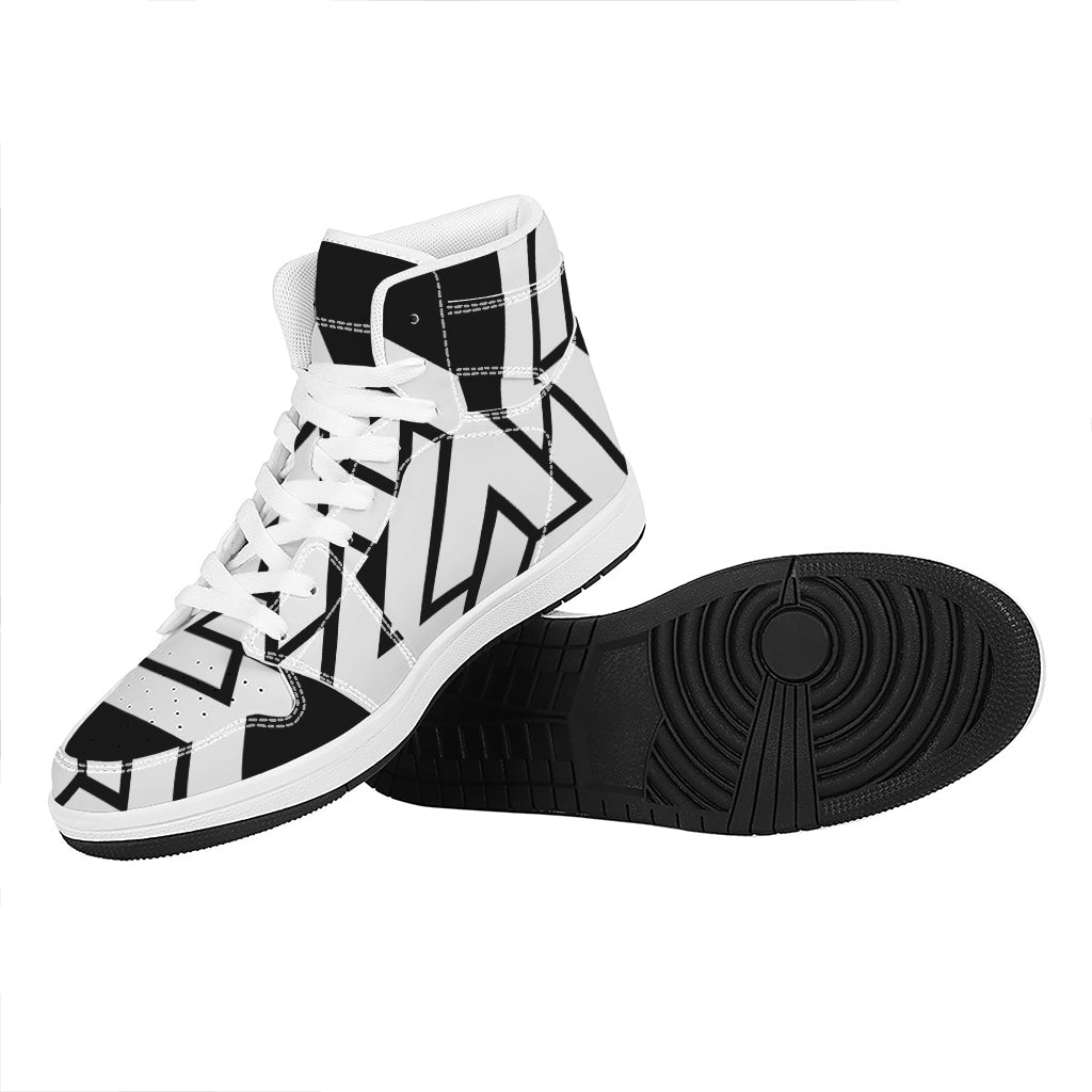 Viking Valknut Symbol Print High Top Leather Sneakers