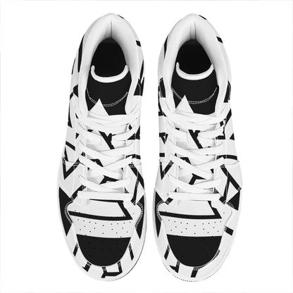 Viking Valknut Symbol Print High Top Leather Sneakers