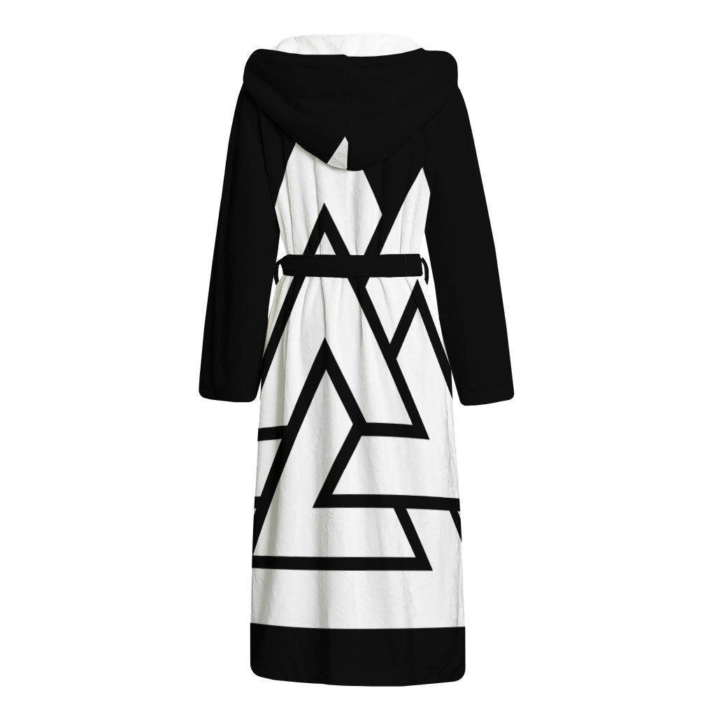 Viking Valknut Symbol Print Hooded Bathrobe