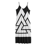 Viking Valknut Symbol Print Jersey Midi Cami Dress
