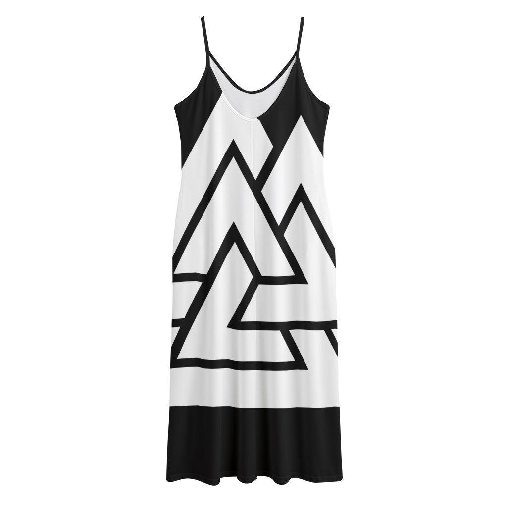 Viking Valknut Symbol Print Jersey Midi Cami Dress