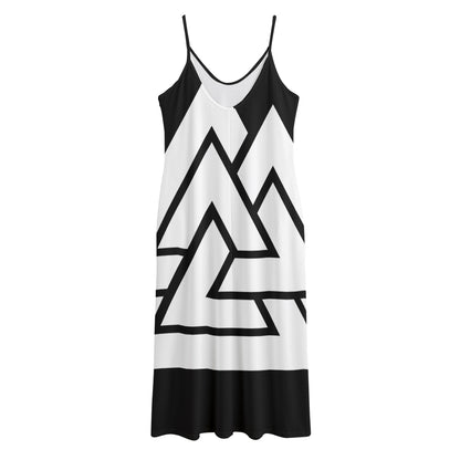 Viking Valknut Symbol Print Jersey Midi Cami Dress