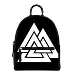 Viking Valknut Symbol Print Leather Backpack