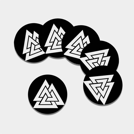 Viking Valknut Symbol Print Leather Coaster Set