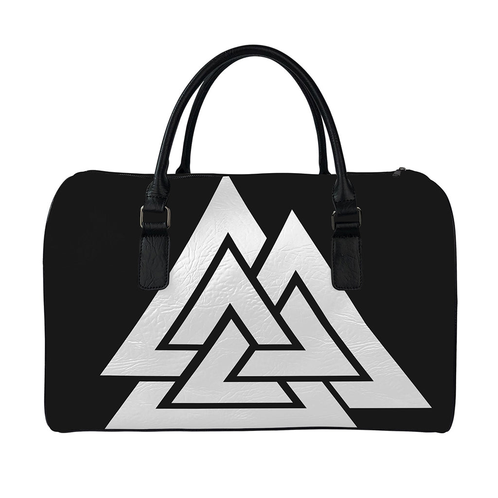 Viking Valknut Symbol Print Leather Duffle Bag