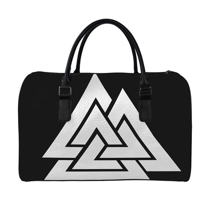 Viking Valknut Symbol Print Leather Duffle Bag