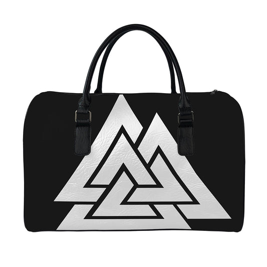 Viking Valknut Symbol Print Leather Duffle Bag