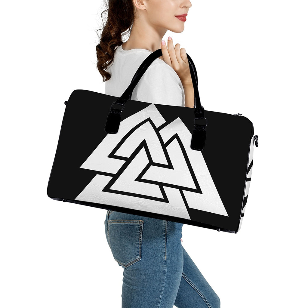 Viking Valknut Symbol Print Leather Duffle Bag