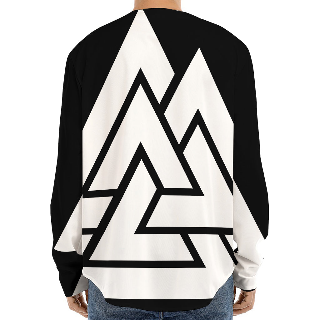 Viking Valknut Symbol Print Long Sleeve Baseball Jersey